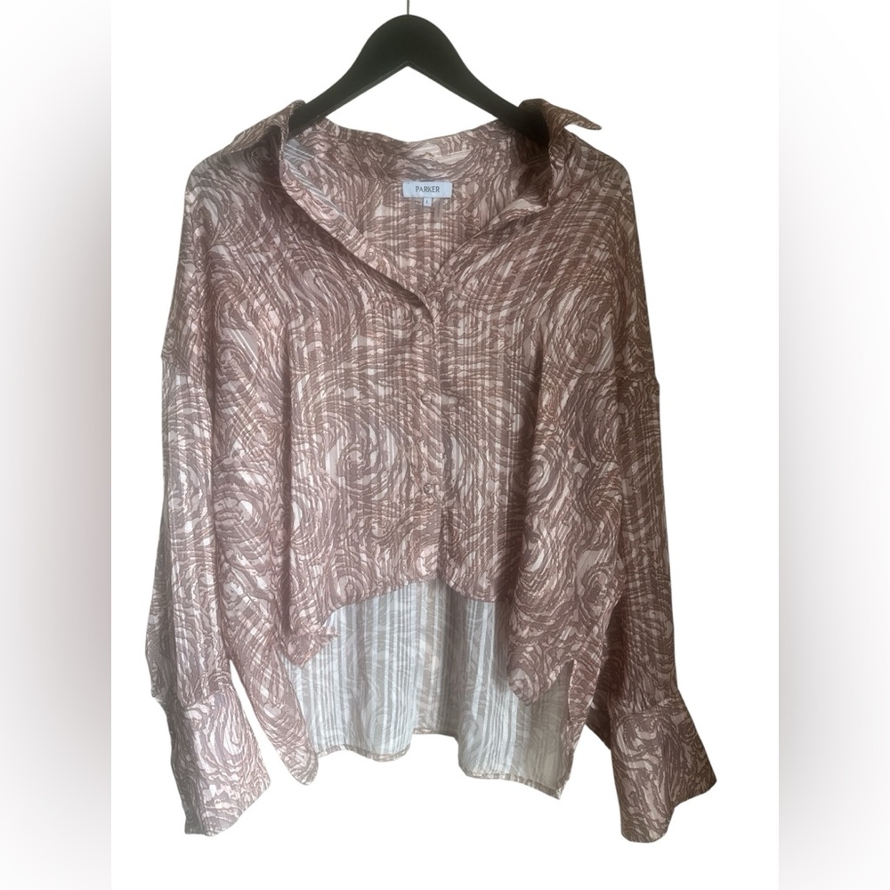 Parker Women's Swirl Patterned Button Down Shirt L